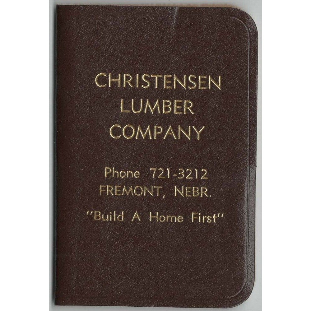 Vintage Christensen Lumber Company Pocket Calendar Fremont NE Advertising